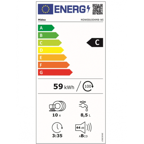 MIDEA MDWEB1004MB-WI Εντοιχιζόμενο Πλυντήριο Πιάτων 10 Σερβίτσια 44.8cm με Wi-Fi MIDEA MDWEB1004MB-WI Εντοιχιζόμενο Πλυντήριο Πιάτων 10 Σερβίτσια 44.8cm με Wi-Fi